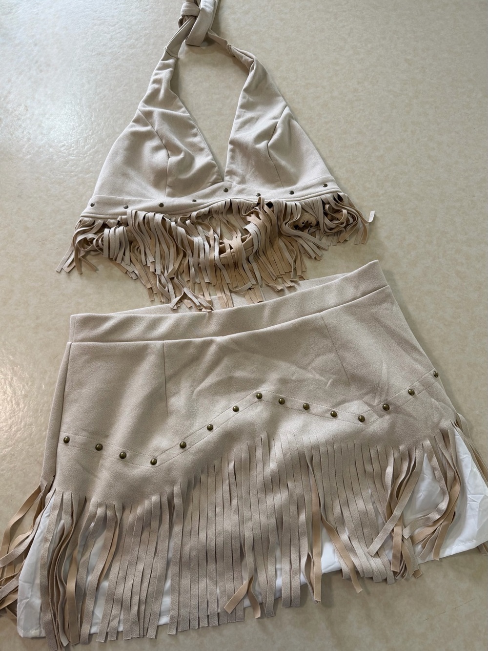 SHEIN Beige Western Skirt Set